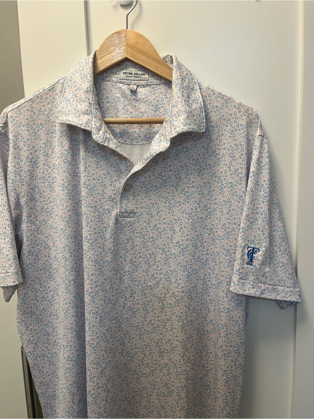 Peter Millar Men’s Pale Blue Micro-Print Polo - Tavistock Country Club